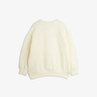 A cream-colored crewneck sweatshirt shown from the back, laid flat against a light gray background.
