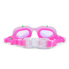 Pink swim goggles with a white background