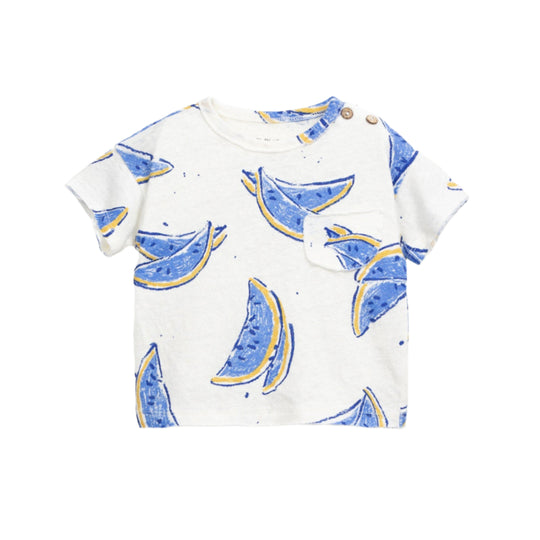Printed Jersey Tee - Blue Watermelons by Play Up - FINAL SALE