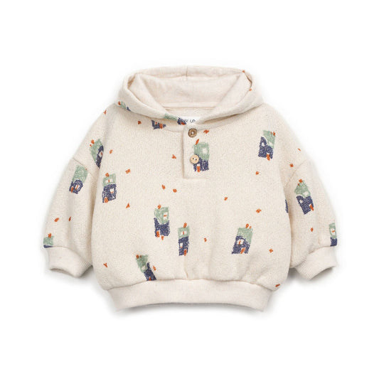 Knitted Hooded Sweater - House Print by Play Up