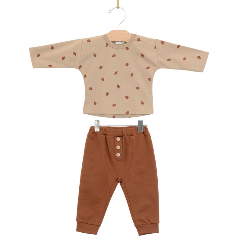 Baby Boy Jersey Set - Pecan Acorn/Rust by City Mouse