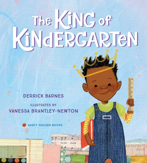 Book cover of 'The King of Kindergarten' with a child holding a ruler and wearing a crown.