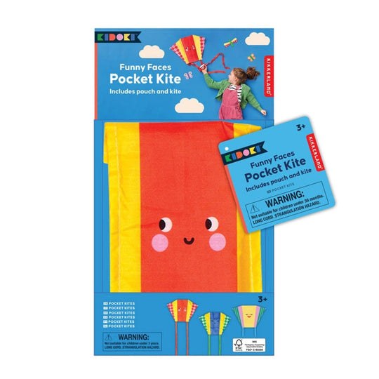 Kidoki Funny Faces Pocket Kites (1 Unit Assorted) by Kikkerland