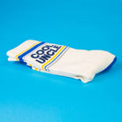 White socks with blue and yellow accents and 'Cool Uncle' text on a blue background