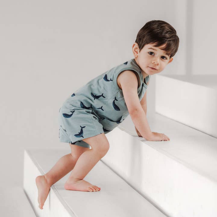 Tank Kangaroo Romper - Blue Whale by City Mouse