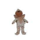 Plush toy in a brown angel costume on a white background