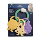 Itzy Ritzy teething ring set with colorful silicone teethers on packaging
