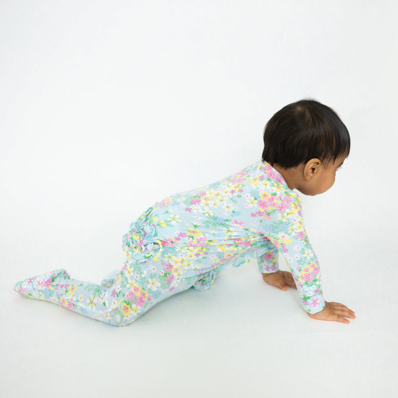 Bamboo 2 Way Ruffle Zipper Footie - Little Buttercup Floral by Angel Dear