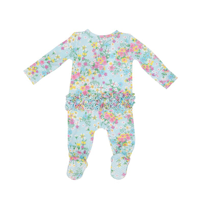 Bamboo 2 Way Ruffle Zipper Footie - Little Buttercup Floral by Angel Dear