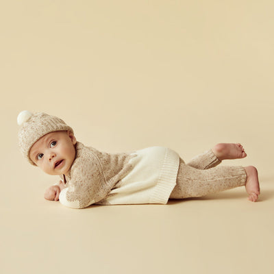 Knitted Jacquard Jumper - Almond Fleck by Wilson & Frenchy