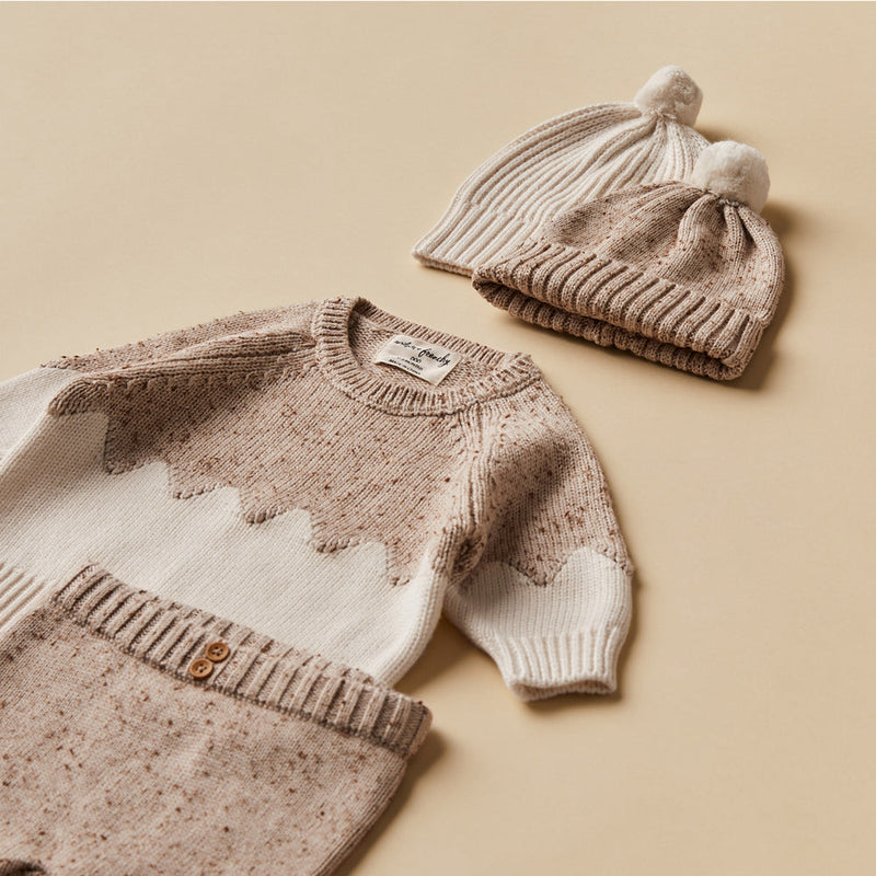 Knitted Jacquard Jumper - Almond Fleck by Wilson & Frenchy