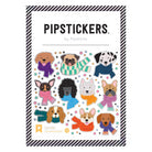 Pack of Pipstickers with dog illustrations wearing scarves on a white background
