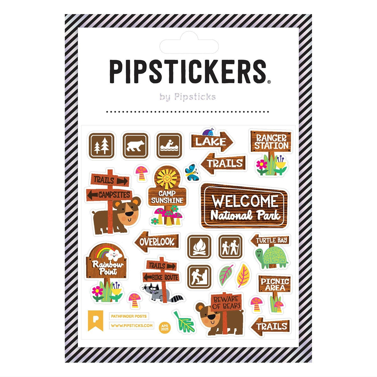 Packaging of Pipstickers with various illustrated stickers on a white background