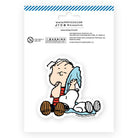 Sticker of a cartoon character with a dog on a white background with blue and red accents.