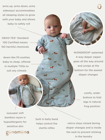 1.0 Tog Long Sleeve Swaddle - Woof by gunamuna