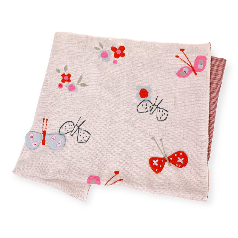 Organic Cotton 3D Jacquard Sweater Knit Baby Blanket - Butterfly by Viverano Organics