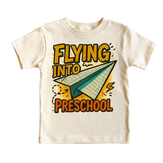 Flying Into Preschool Tee - Natural by Madi Moosh - FINAL SALE