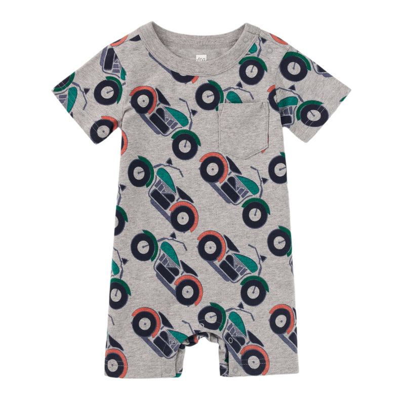 Pocket Shortie Baby Romper - Motocicleta by Tea Collection