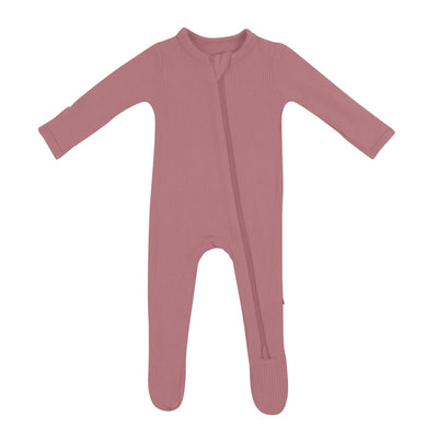 Ribbed Zipper Footie - Dusty Rose by Kyte Baby