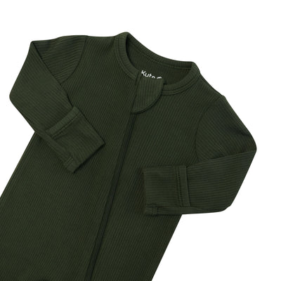Ribbed Zipper Footie - Fir by Kyte Baby
