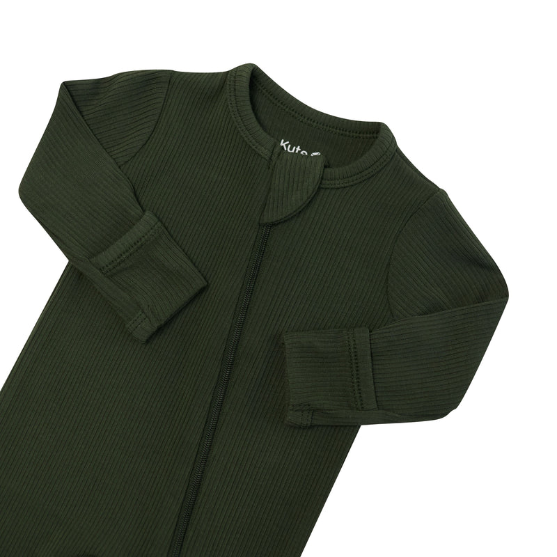 Ribbed Zipper Footie - Fir by Kyte Baby