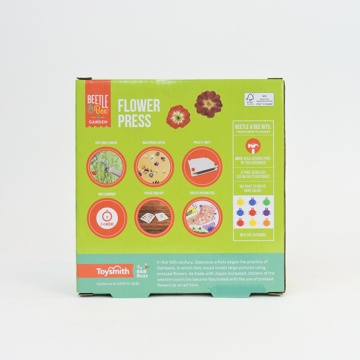 Box for a 'Flower Press' gardening kit by ToySmith on a white background