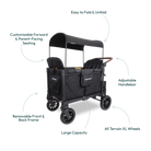 Black stroller with features highlighted on a white background