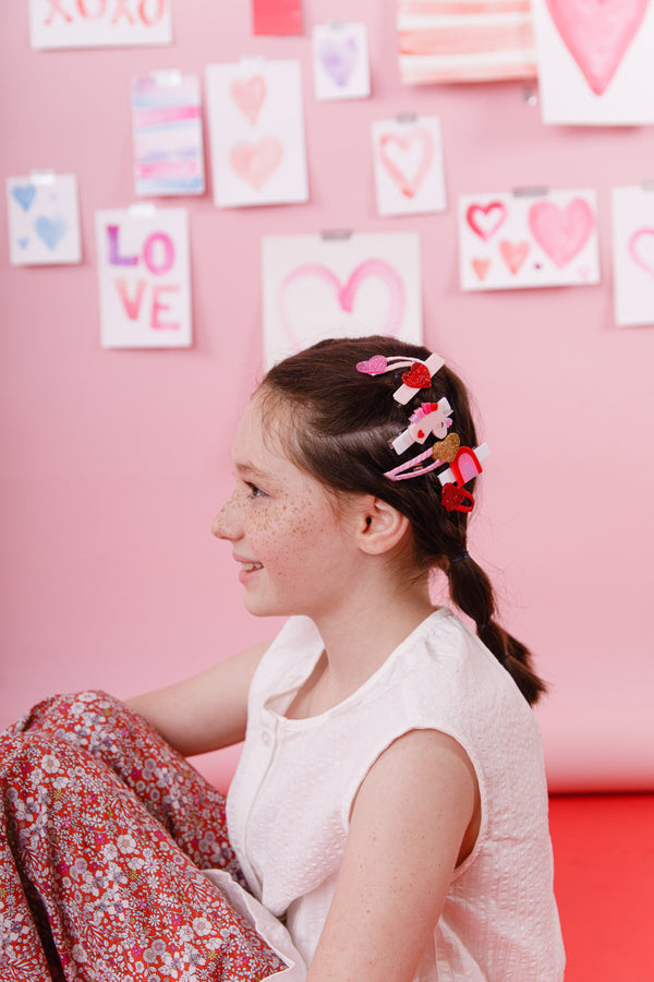 Unicorn Glitter Heart Hair Clips by Lilies & Roses NY