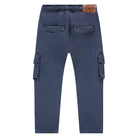 Blue cargo pants on a white background