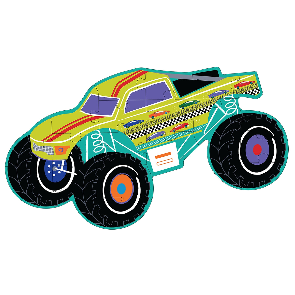 Colorful monster truck illustration on a white background