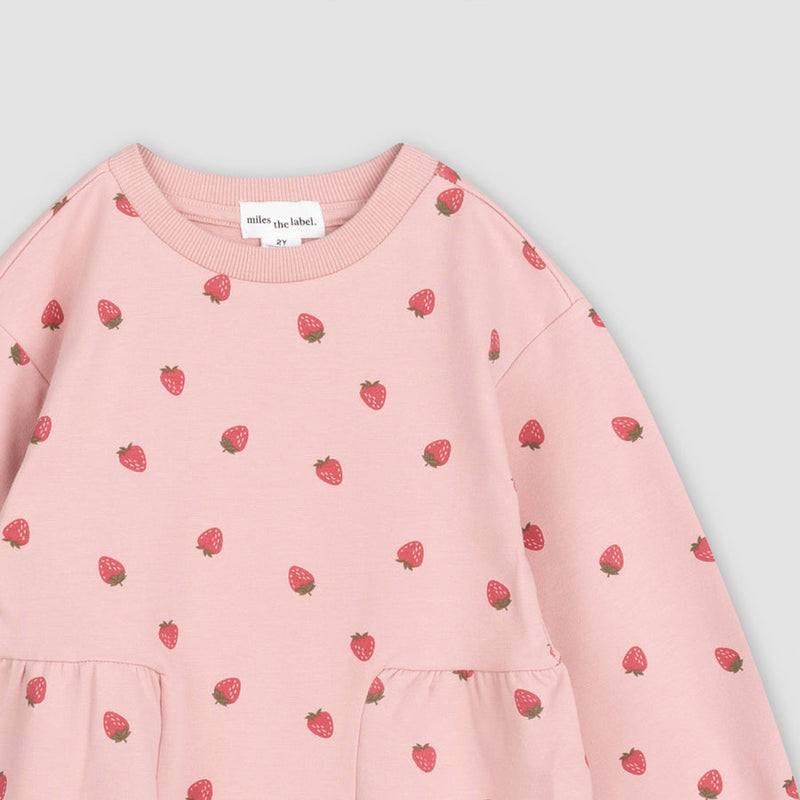 Terry Dress - Strawberry Print on Rose by miles the label.