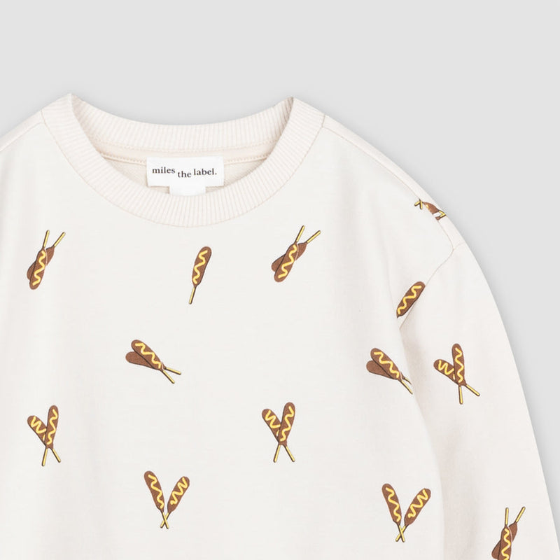 Terry Sweatshirt - Corn Dog Print on Birch by miles the label.