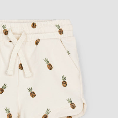 Terry Shorts - Wild Pineapples Print on Crème by miles the label.