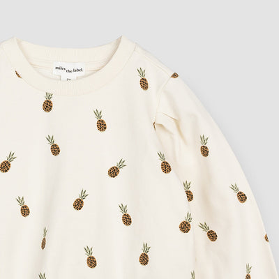 Terry Sweatshirt - Wild Pineapples Print on Crème by miles the label.