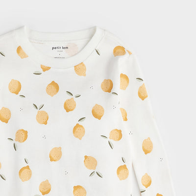 Pajama Set - Lemon Print on Off White by Petit Lem