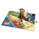 Board game with colorful map and pieces on a white background