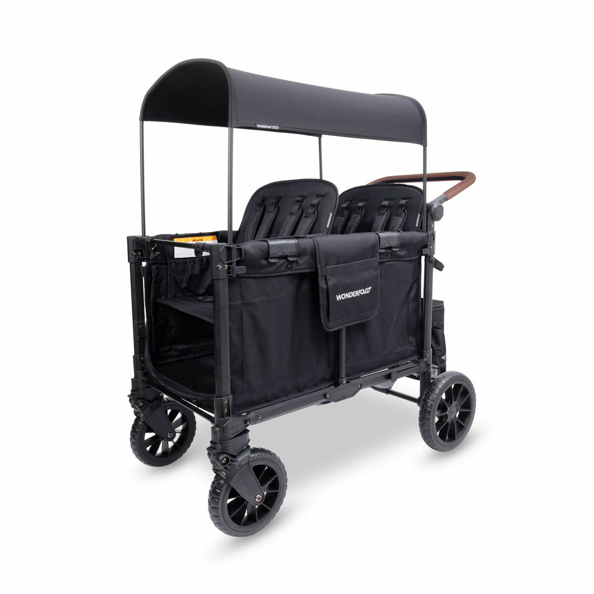 Black wagon with canopy on a white background