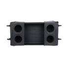 Black car console with cup holders on a white background