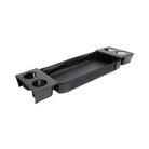 Black plastic tray with cup holders on a white background