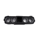 Black car air vent with four circular slots on a white background