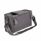 Gray shoulder bag with a strap on a white background