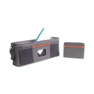 Gray organizer with a pouch on a white background