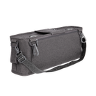 Gray bag with a strap on a white background