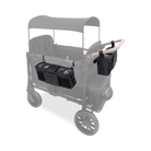 Gray wagon with black storage bags on a white background