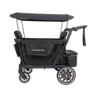 Black Porsche stroller with canopy on a white background