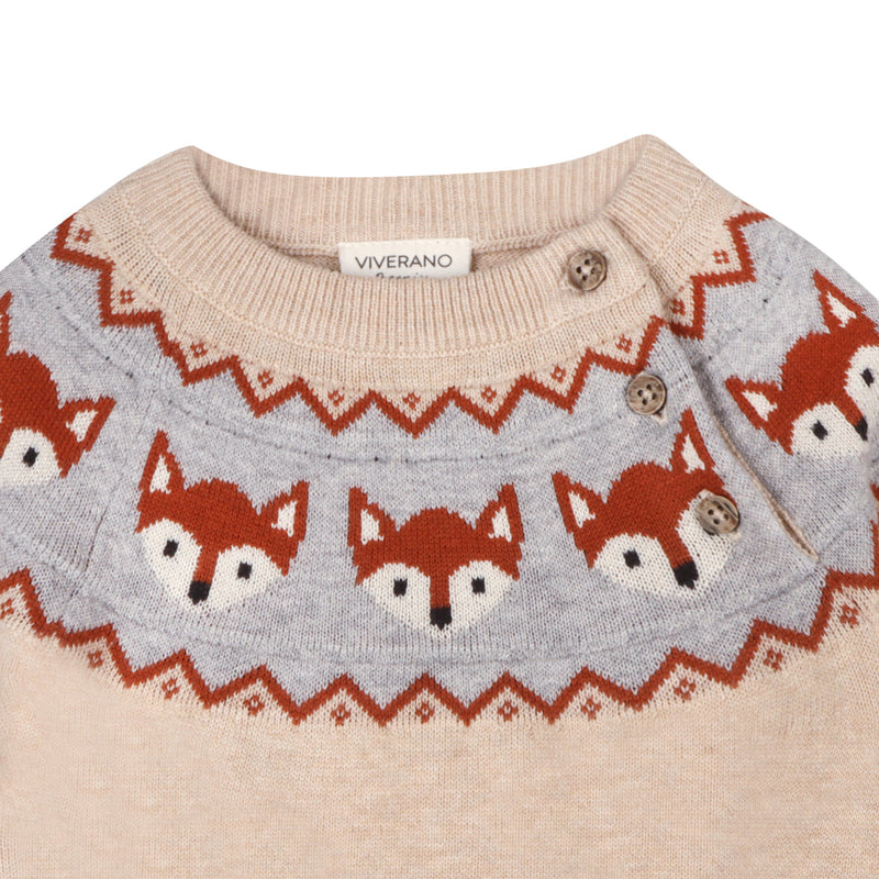 Knit Jacquard Pullover - Fox Fairisle by Viverano Organics
