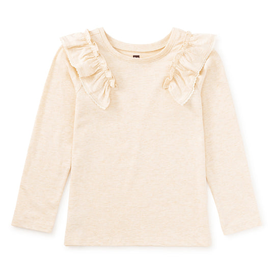 Long Sleeve Lace Trim Top - Oatmeal Heather by Tea Collection