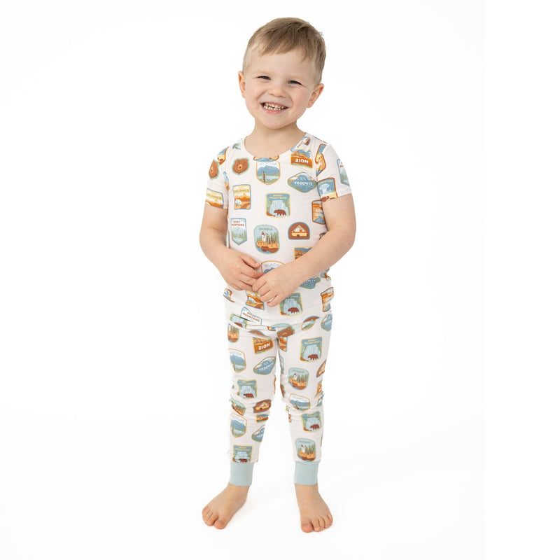 Bamboo Short Sleeve Lounge Wear Set - National Park Patches by Angel Dear