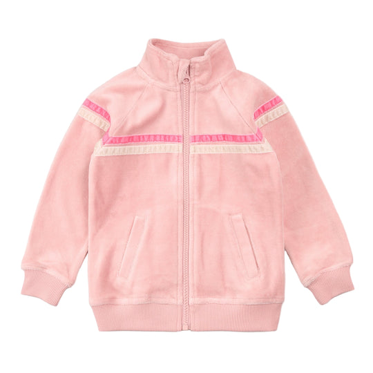 Pink Velour Track Jacket with Retro Stripe by miles the label.