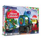 Magna-Tiles Advent Calendar packaging with toy train and characters on a festive background